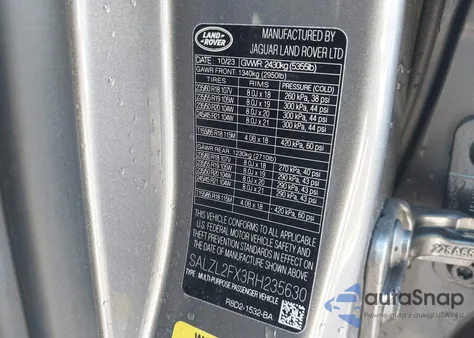 2024 Land Rover Range Rover Evoque Dynamic Se из США, поврежденный, VIN SALZL2FX3RH235630